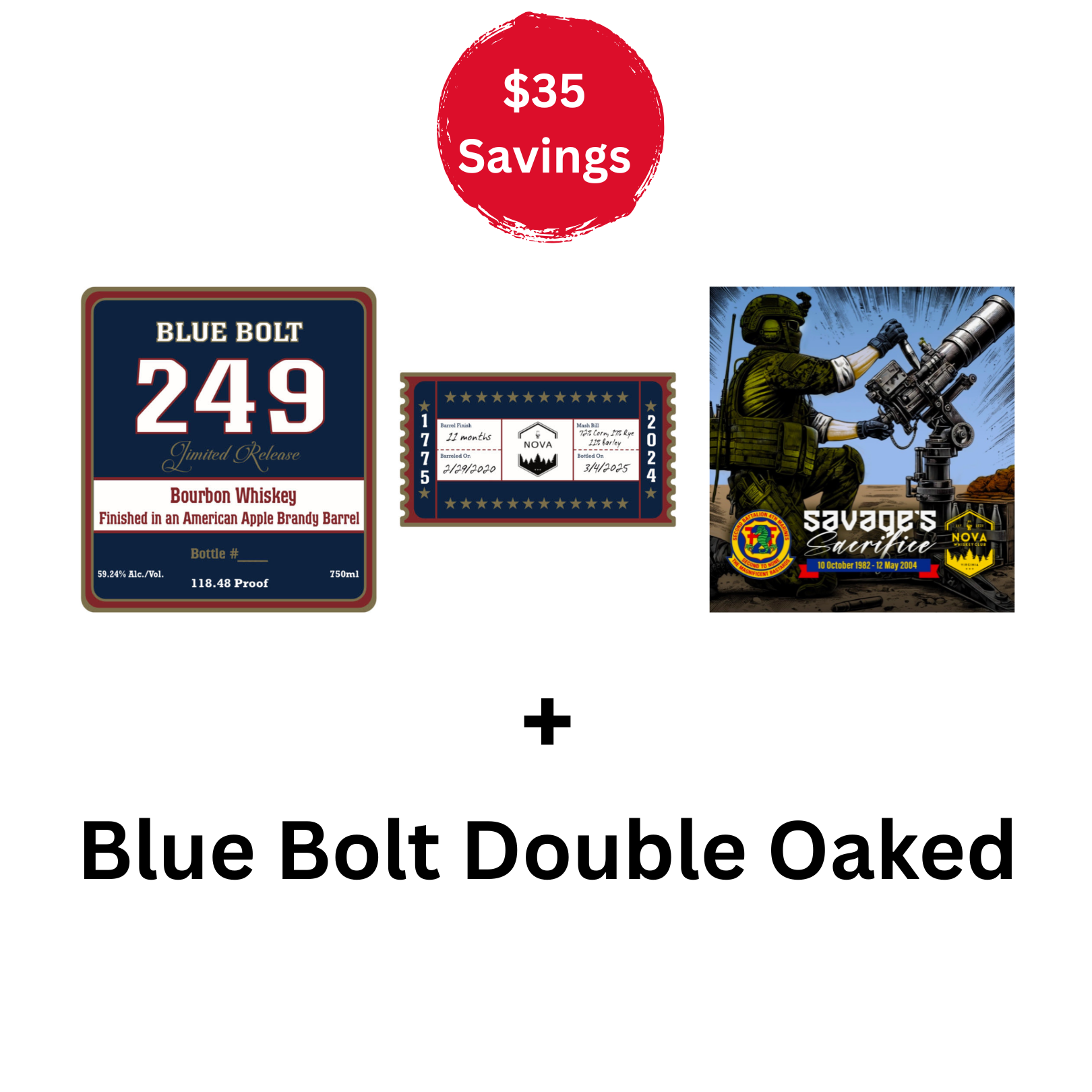 Blue Bolt 249 Bundle: 'Savage's Sacrifice' Barrel + Double Oaked Bourbon