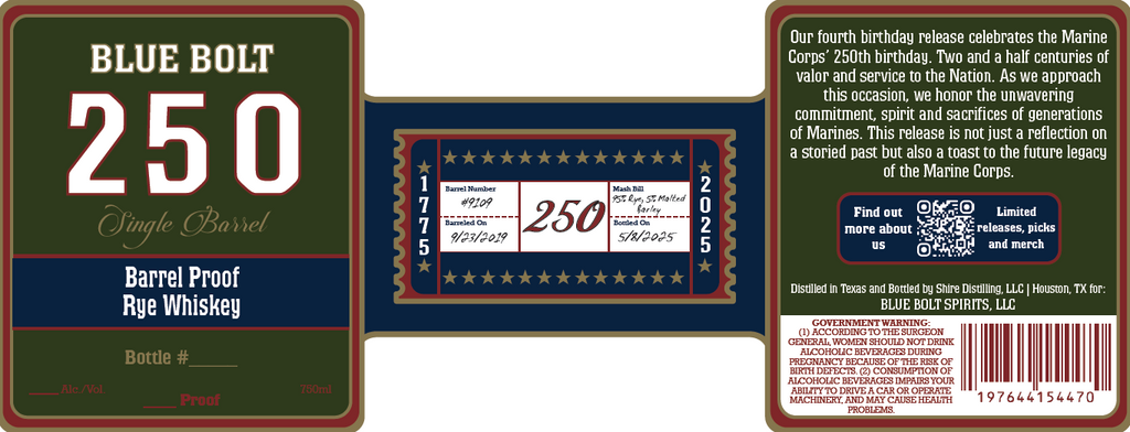Blue Bolt 250 Single Barrel Rye